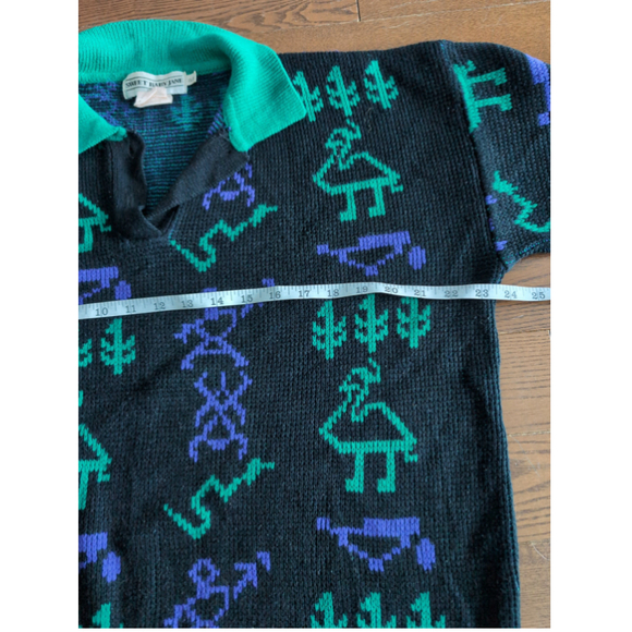 Sweet Baby Jane Alpaca Animal Print Sweater Aztec Women Sz L Waffle Knit Comfy - Picture 6 of 7